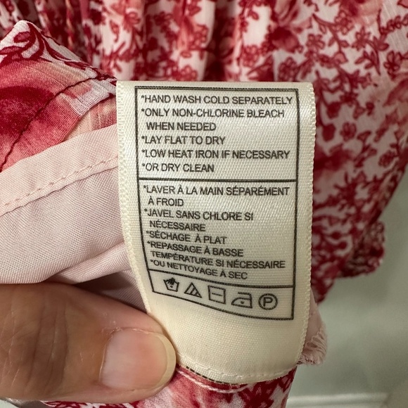 BB Dakota by Steve Madden Red/Pink Floral V Neck Peasant Top Women’s Medium - Picture 7 of 16